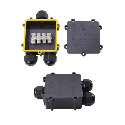 Puszka Złączka Mufa Hermetyczna 4x5Pin Czarna Trójnik 0.5-2,5mm2 Średnica przewodu 8-12mm IP68 V-TAC VT-870 Puszka Złączka Mufa Hermetyczna 4x5Pin Czarna Trójnik 0.5-2,5mm2 Średnica przewodu 8-12mm IP68 V-TAC VT-870