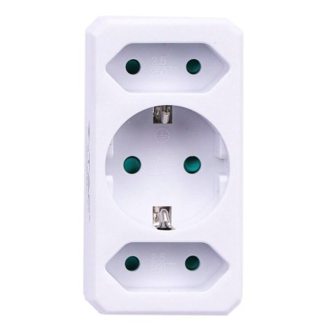 Rozgałęźnik 3x (2+1) 2x Euro 10A 1 x 10/16A 250V V-TAC Biały VT-1005 Rozgałęźnik 3x (2+1) 2x Euro 10A 1 x 10/16A 250V V-TAC Biały VT-1005