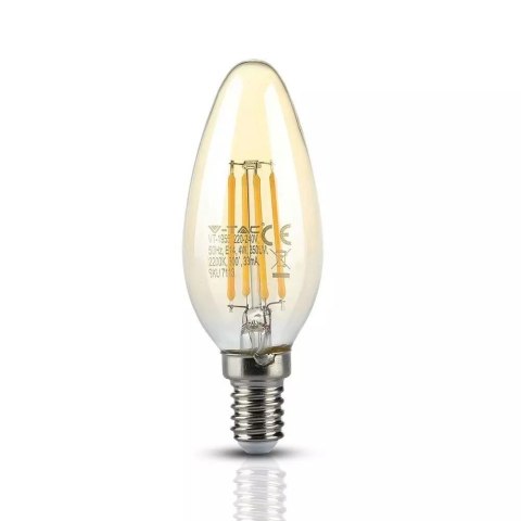 Żarówka LED V-TAC 4W Filament E14 Świeczka Bursztyn VT-1955 2200K 350lm Żarówka LED V-TAC 4W Filament E14 Świeczka Bursztyn VT-1955 2200K 350lm