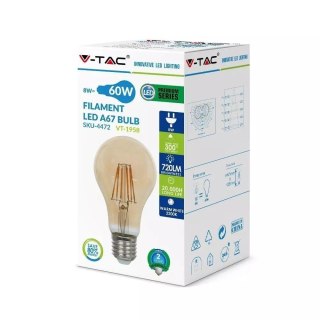 Żarówka LED V-TAC 8W E27 Filament Bursztyn VT-1958 2200K 720lm