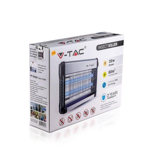 Lampa Owadobójcza V-TAC 2x10W 80m2 397x93mm VT-3220 Lampa Owadobójcza V-TAC 2x10W 80m2 397x93mm VT-3220