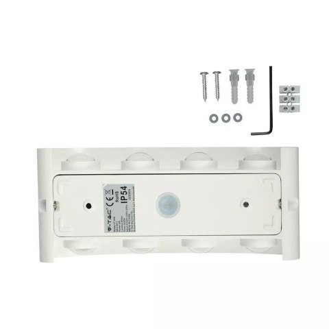 Oprawa Ścienna Góra Dół V-TAC 8W LED Biała IP54 VT-848 4000K 800lm