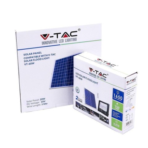 Projektor LED Solarny V-TAC 20W Czarny IP65, Pilot, Timer VT-60W 6000K 1650lm Projektor LED Solarny V-TAC 20W Czarny IP65, Pilot, Timer VT-60W 6000K 1650lm