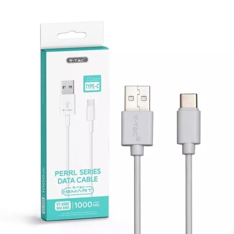 Przewód USB V-TAC Typ C 1M Biały Seria Pearl VT-5302 Przewód USB V-TAC Typ C 1M Biały Seria Pearl VT-5302
