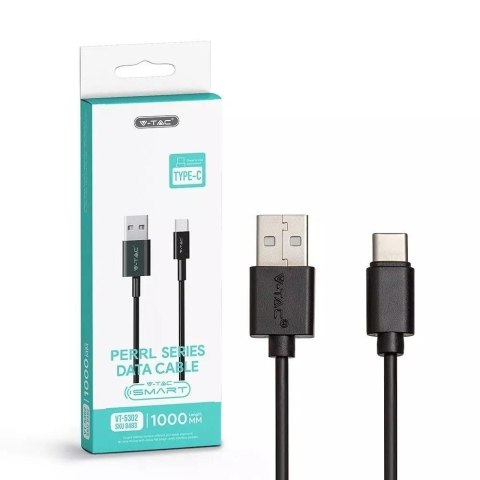 Przewód USB V-TAC Typ C 1M Czarny Seria Pearl VT-5302 Przewód USB V-TAC Typ C 1M Czarny Seria Pearl VT-5302