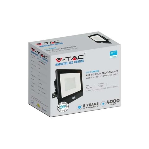Projektor LED V-TAC 50W SAMSUNG CHIP Czujnik Ruchu Czarny Z MUFĄ VT-158S 3000K 4000lm 5 Lat Gwarancji Projektor LED V-TAC 50W SAMSUNG CHIP Czujnik Ruchu Czarny Z MUFĄ VT-158S 3000K 4000lm 5 Lat Gwarancji