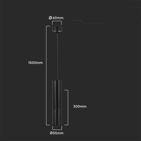 Oprawa Zwieszana V-TAC GU10 GU10 Czarny 55x300mm VT-976-300 3 Lata Gwarancji