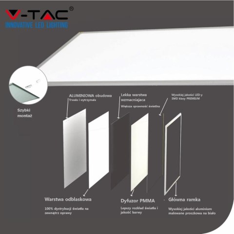 Panel LED V-TAC 40W 600x600 PMMA 120Lm/W VT-6060-6 4000K 4950lm Panel LED V-TAC 40W 600x600 PMMA 120Lm/W VT-6060-6 4000K 4950lm