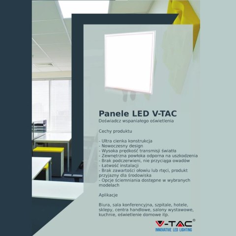 Panel LED V-TAC 40W 600x600 PMMA 120Lm/W VT-6060-6 4000K 4950lm Panel LED V-TAC 40W 600x600 PMMA 120Lm/W VT-6060-6 4000K 4950lm