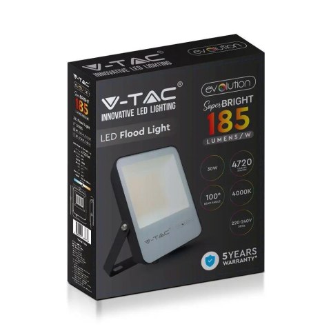 Projektor LED V-TAC 30W G8 Czarny 185Lm/W EVOLUTION VT-30185 4000K 4720lm 5 Lat Gwarancji Projektor LED V-TAC 30W G8 Czarny 185Lm/W EVOLUTION VT-30185 4000K 4720lm 5 Lat Gwarancji