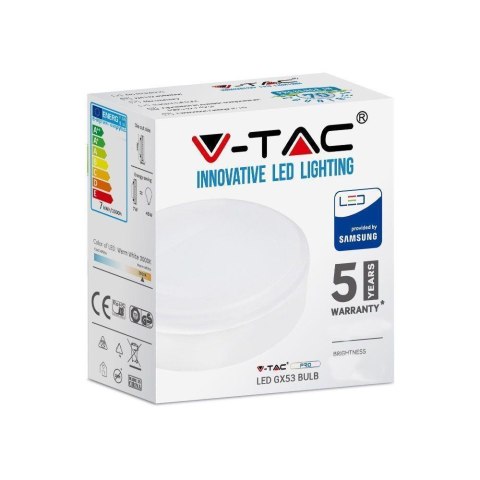 Żarówka LED V-TAC SAMSUNG CHIP 6,4W GX53 VT-207 6500K 560lm 5 Lat Gwarancji