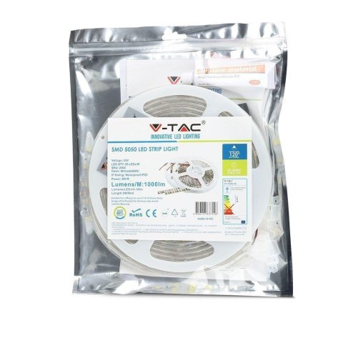 Taśma LED V-TAC SMD5050 300LED 24V IP65 RĘKAW VT-5050 60 6400K 500lm Taśma LED V-TAC SMD5050 300LED 24V IP65 RĘKAW VT-5050 60 6400K 500lm
