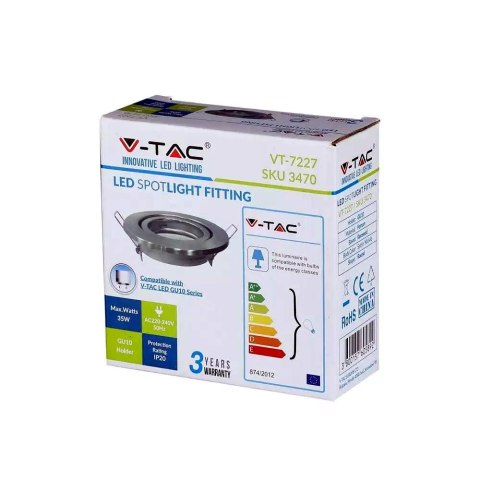 Oczko V-TAC GU10 Okrągłe Ruchome Satyna VT-7227RD-SN