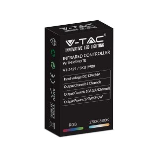 Sterownik Taśm V-TAC LED RGBW CCT 12V/24V WiFi + RF Radiowy 28 Przycisków VT-2429