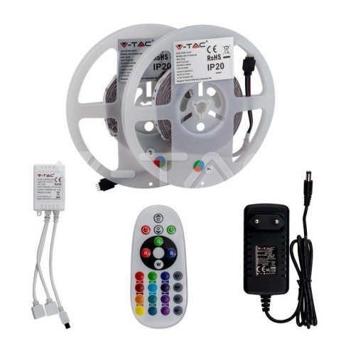 Taśma LED V-TAC Zestaw RGB SMD5050 2x5mb Pilot Sterownik Zasilacz VT-5050 300 RGB 500lm