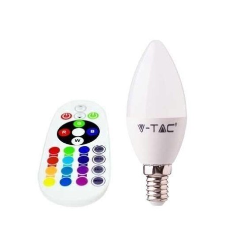 Żarówka LED V-TAC 3.5W E14 Świeczka Pilot VT-2214 4000K+RGB 320lm