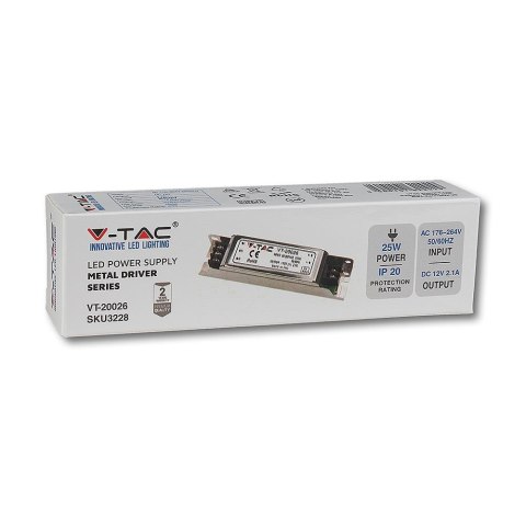 Zasilacz LED V-TAC 25W 12V 2,1A Modułowy VT-20026