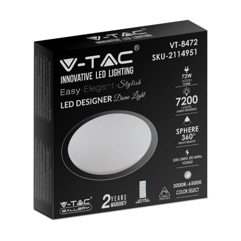 Plafon Sufitowy V-TAC 72W LED Pilot CCT fi.670 Gwiazdy VT-8472 3000K-6500K 7200lm