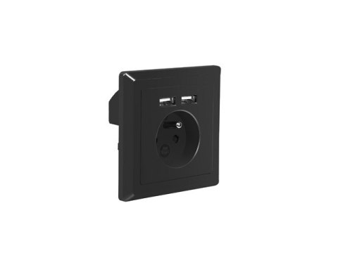 GNIAZDO PODTYNKOWE 230V POJEDYNCZE + 2X USB 2.1A FRENCH CZARNE LANBERG GNIAZDO PODTYNKOWE 230V POJEDYNCZE + 2X USB 2.1A FRENCH CZARNE LANBERG
