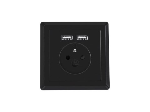 GNIAZDO PODTYNKOWE 230V POJEDYNCZE + 2X USB 2.1A FRENCH CZARNE LANBERG GNIAZDO PODTYNKOWE 230V POJEDYNCZE + 2X USB 2.1A FRENCH CZARNE LANBERG