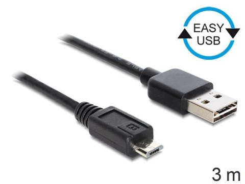 KABEL USB MICRO(M)->USB-A(M) 2.0 3M EASY-USB CZARNY DELOCK