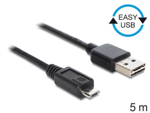 KABEL USB MICRO(M)->USB-A(M) 2.0 5M EASY-USB CZARNY DELOCK KABEL USB MICRO(M)->USB-A(M) 2.0 5M EASY-USB CZARNY DELOCK