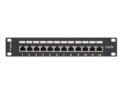 PATCH PANEL 12 PORT 1U 10" EKRANOWANY KAT.5E CZARNY LANBERG PATCH PANEL 12 PORT 1U 10" EKRANOWANY KAT.5E CZARNY LANBERG
