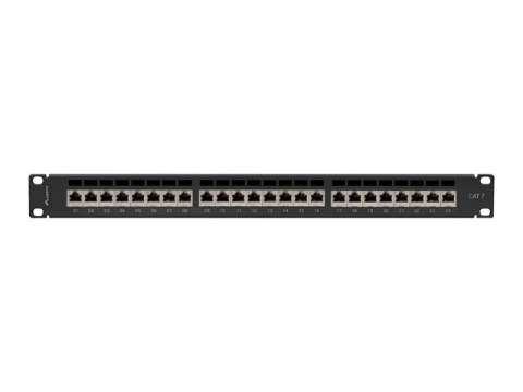 PATCH PANEL 24 PORT 1U 19" KAT.7 EKRANOWANY CZARNY LANBERG PATCH PANEL 24 PORT 1U 19" KAT.7 EKRANOWANY CZARNY LANBERG