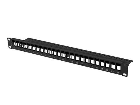 PATCH PANEL PUSTY 24 PORT 1U 19" DO MODUŁÓW KEYSTONE CZARNY LANBERG