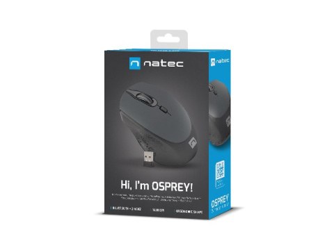 MYSZ NATEC OSPREY BEZPRZEWODOWA 1600DPI BLUETOOTH 5.0 + 2.4GHZ CZARNO-SZARA