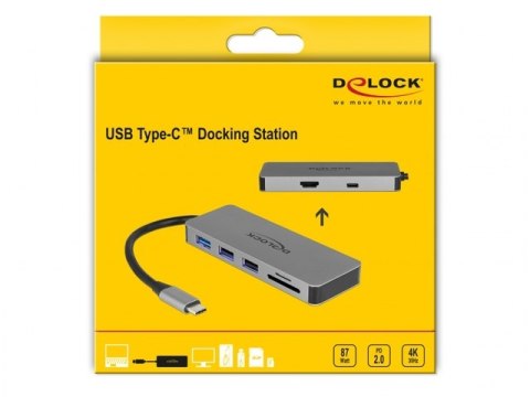 REPLIKATOR PORTÓW USB-C(M)->HDMI,1XUSB 3.0+2X USB 2.0,PD 2.0,CZYTNIK SD,USB-C DELOCK REPLIKATOR PORTÓW USB-C(M)->HDMI,1XUSB 3.0+2X USB 2.0,PD 2.0,CZYTNIK SD,USB-C DELOCK