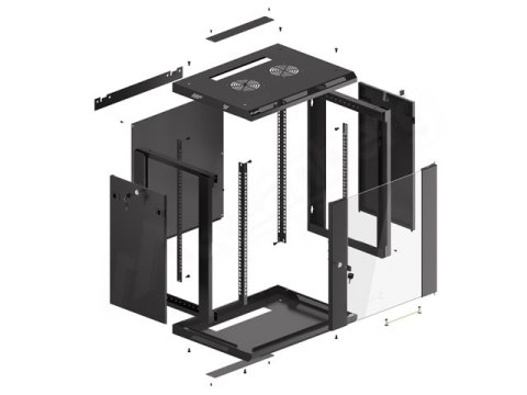 SZAFA INSTALACYJNA RACK WISZĄCA 19" 12U 600X450 CZARNA LANBERG (FLAT PACK) V2