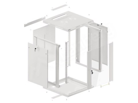 SZAFA INSTALACYJNA RACK WISZĄCA 19" 15U 600X600 SZARA LANBERG (FLAT PACK) V2