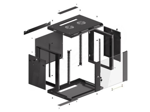 SZAFA INSTALACYJNA RACK WISZĄCA 19" 9U 600X450 CZARNA LANBERG (FLAT PACK) V2