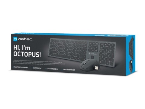ZESTAW BEZPRZEWODOWY NATEC OCTOPUS US KLAWIATURA+MYSZ BLUETOOTH + USB ALUMINIUM