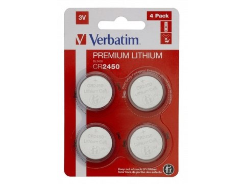 BATERIA VERBATIM LITOWA CR2450 (4 SZT BLISTER) BATERIA VERBATIM LITOWA CR2450 (4 SZT BLISTER)