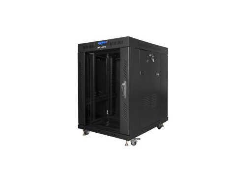 SZAFA INSTALACYJNA RACK STOJĄCA 19" 15U 800X1000 CZARNA DRZWI SZKLANE LCD LANBERG (FLAT PACK)