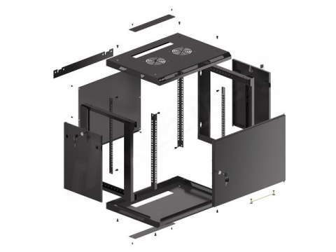 SZAFA INSTALACYJNA RACK WISZĄCA 19" 9U 600X450 CZARNA DRZWI METALOWE LANBERG (FLAT PACK) SZAFA INSTALACYJNA RACK WISZĄCA 19" 9U 600X450 CZARNA DRZWI METALOWE LANBERG (FLAT PACK)