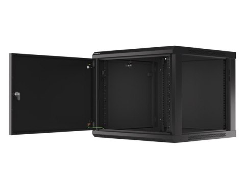 SZAFA INSTALACYJNA RACK WISZĄCA 19" 9U 600X600 CZARNA DRZWI METALOWE LANBERG (FLAT PACK)