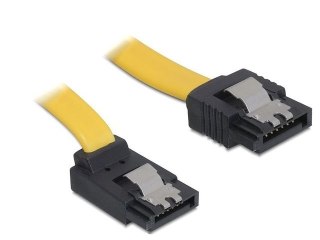 KABEL SATA DATA II (3GB/S) F/F 30CM Z ZATRZASKAMI METALOWYMI KĄTOWY GÓRA/PROSTO ŻÓŁTY DELOCK