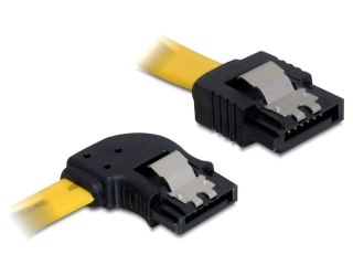 KABEL SATA DATA II (3GB/S) F/F 30CM Z ZATRZASKAMI METALOWYMI KĄTOWY LEWO/PROSTO ŻÓŁTY DELOCK