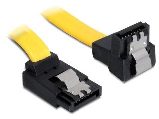 KABEL SATA DATA III (6GB/S) F/F 50CM Z ZATRZASKAMI METALOWYMI KĄTOWY GÓRA/DÓŁ ŻÓŁTY DELOCK