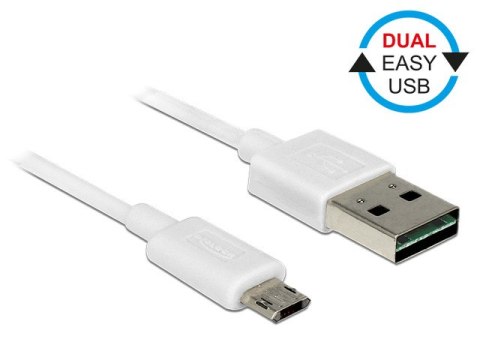 KABEL USB MICRO(M)->USB-A(M) 2.0 2M DUAL EASY-USB-BIAŁY DELOCK