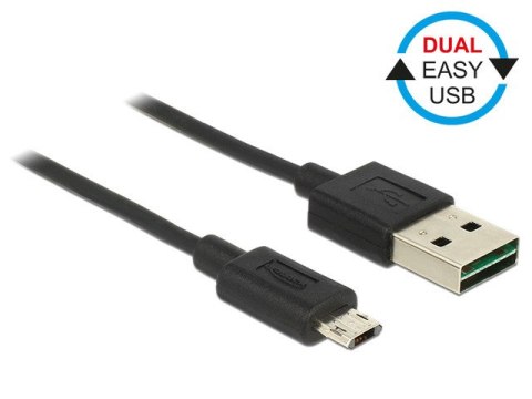 KABEL USB MICRO(M)->USB-A(M) 2.0 2M DUAL EASY-USB CZARNY DELOCK KABEL USB MICRO(M)->USB-A(M) 2.0 2M DUAL EASY-USB CZARNY DELOCK