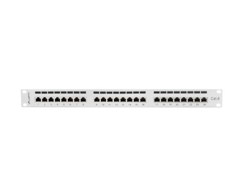 PATCH PANEL 24 PORT 1U 19" KAT.6 EKRANOWANY SZARY LANBERG PATCH PANEL 24 PORT 1U 19" KAT.6 EKRANOWANY SZARY LANBERG