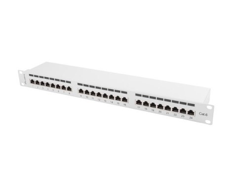 PATCH PANEL 24 PORT 1U 19" KAT.6 EKRANOWANY SZARY LANBERG PATCH PANEL 24 PORT 1U 19" KAT.6 EKRANOWANY SZARY LANBERG