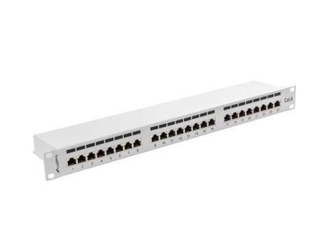 PATCH PANEL 24 PORT 1U 19" KAT.6 EKRANOWANY SZARY LANBERG PATCH PANEL 24 PORT 1U 19" KAT.6 EKRANOWANY SZARY LANBERG