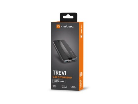POWERBANK NATEC TREVI SLIM Q 10000MAH 2X USB QC3.0 + 1X PD CZARNY POWERBANK NATEC TREVI SLIM Q 10000MAH 2X USB QC3.0 + 1X PD CZARNY