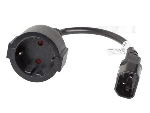 ADAPTER IEC 320 C14(M)->SCHUKO(F) NA KABLU 20CM DO UPS CZARNY LANBERG ADAPTER IEC 320 C14(M)->SCHUKO(F) NA KABLU 20CM DO UPS CZARNY LANBERG