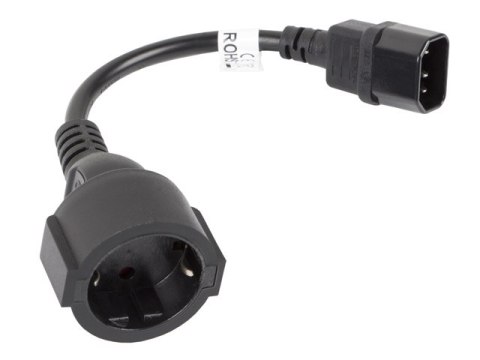 ADAPTER IEC 320 C14(M)->SCHUKO(F) NA KABLU 20CM DO UPS CZARNY LANBERG ADAPTER IEC 320 C14(M)->SCHUKO(F) NA KABLU 20CM DO UPS CZARNY LANBERG